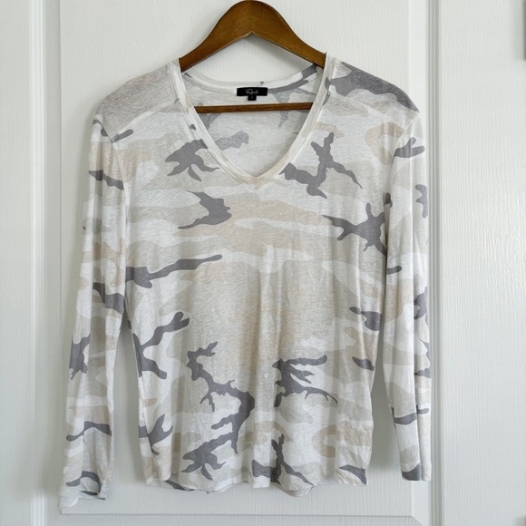 Rails Sami Camo Linen T Shirt Small Long Sleeve Stone - Picture 2 of 8